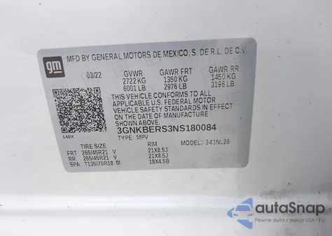 2022 Chevrolet Blazer Fwd Rs z USA, uszkodzony, nr VIN 3GNKBERS3NS180084